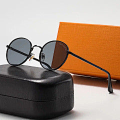 New Classic Retro Single Beam Leopard Head Decorative Sunglasses Men's Driving Metal Round Frame Sunglasses