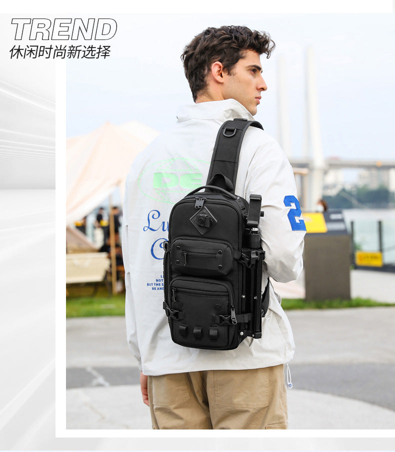OZUKO Tactical Chest Bag Men's Crossbody Bag Shoulder Bag Men's Outdoor Sports Waterproof High-Quality Men's Bag