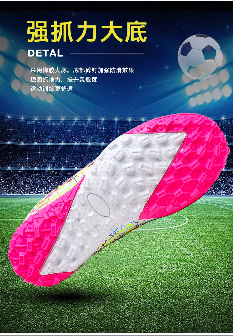 New style soccer shoes for men, women, and children with rotating buckle TF Broken Nail Style Youth Student Grassland Competition Training Shoes