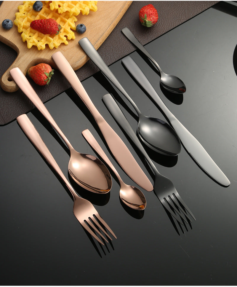 410Stainless Steel Cutlery Western Food Square Handle Knife Fork Spoon4Gift Set Cutlery Set Steak Knife Fork Spoon