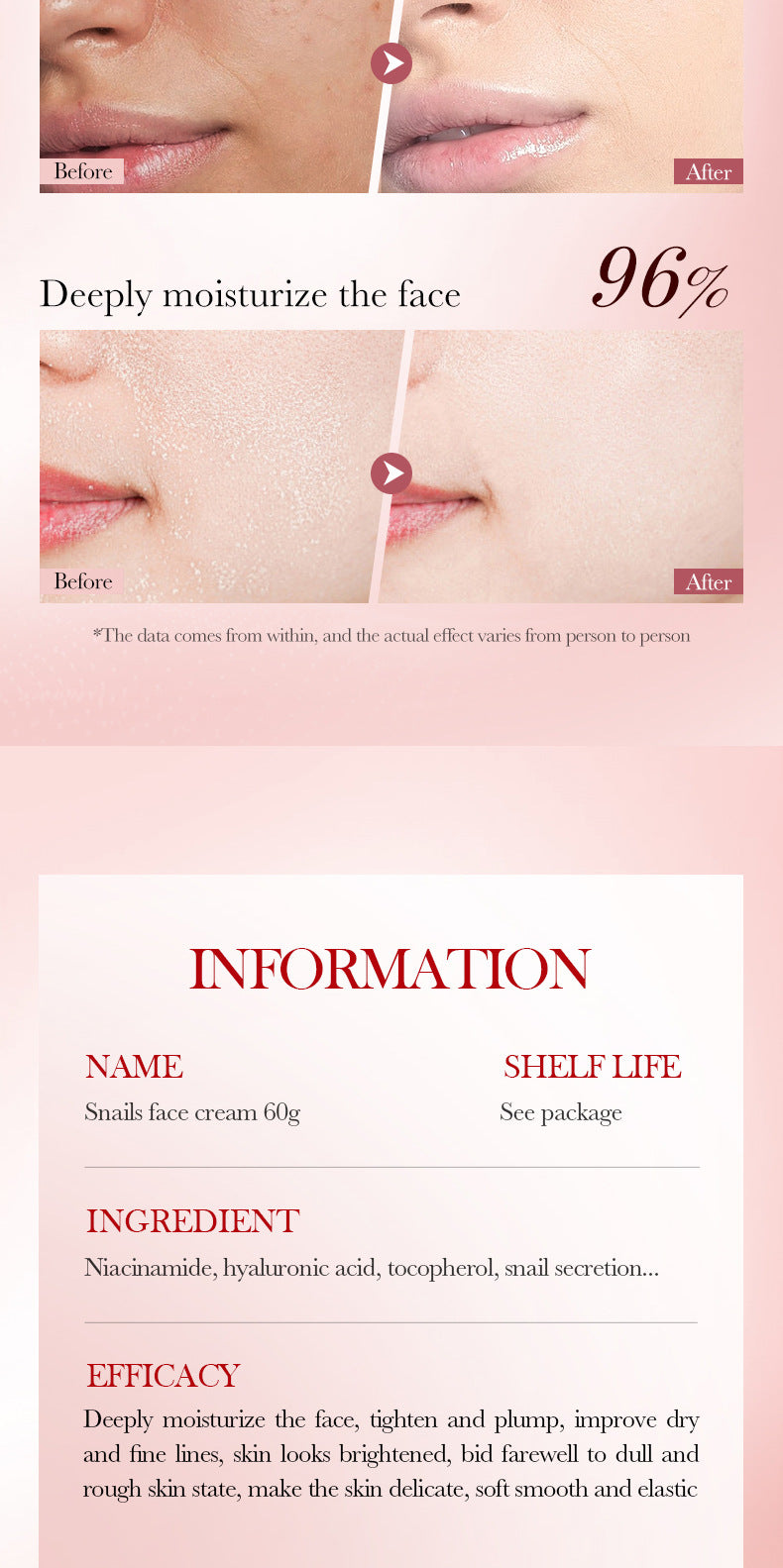 Snail Elasticity Cream BIOAOUA Firming, hydrating, moisturizing, and rejuvenating face cream for cross-border foreign trade wholesale