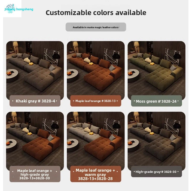 Modern Light Luxury Cloud Puff Internet Celebrity Style Tech Fabric Sofa Small Apartment Living Room Cream Style Straight Row