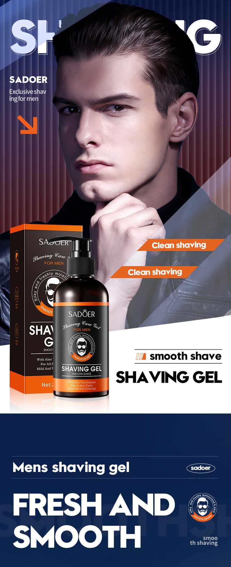 Men's Shaving Gel210ml SADOER Softening Beard  Wholesale