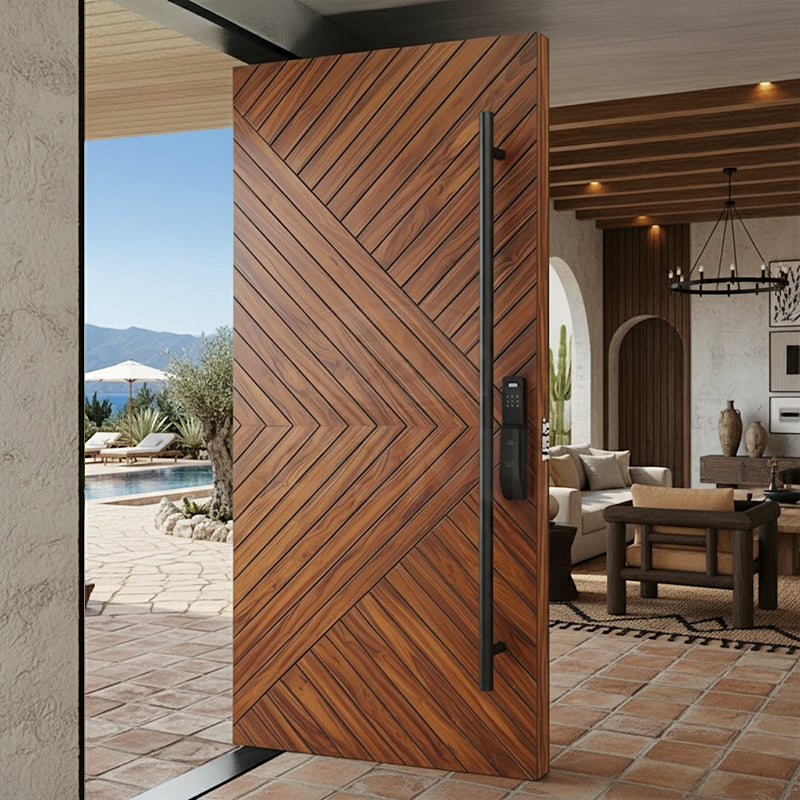 China Top Manufacturer Personalized Customization House Main Door Wooden Front Entrance Exterior Door Wood Hidden Pivot Door