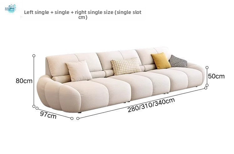 New French Cream Style Green Puff Fabric Sofa for Living Room Small Apartment Nordic Style Straight Three-Seater Combination
