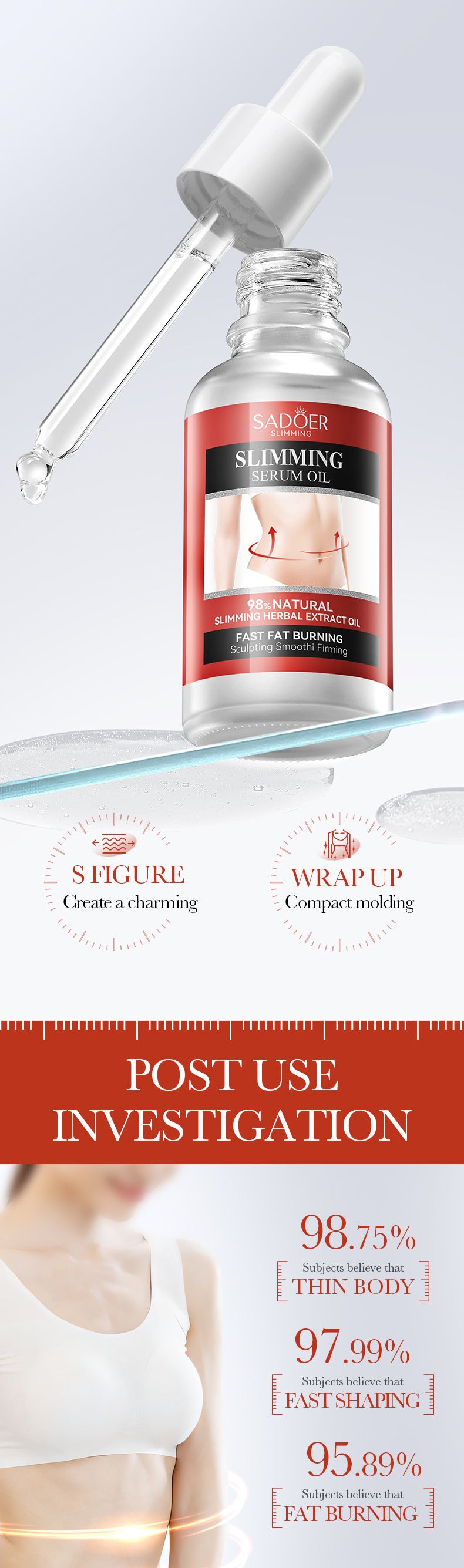 Shaping Essence Oil30mlSADOER Slimming Body Shaping Firming Body Massage Cream  Wholesale