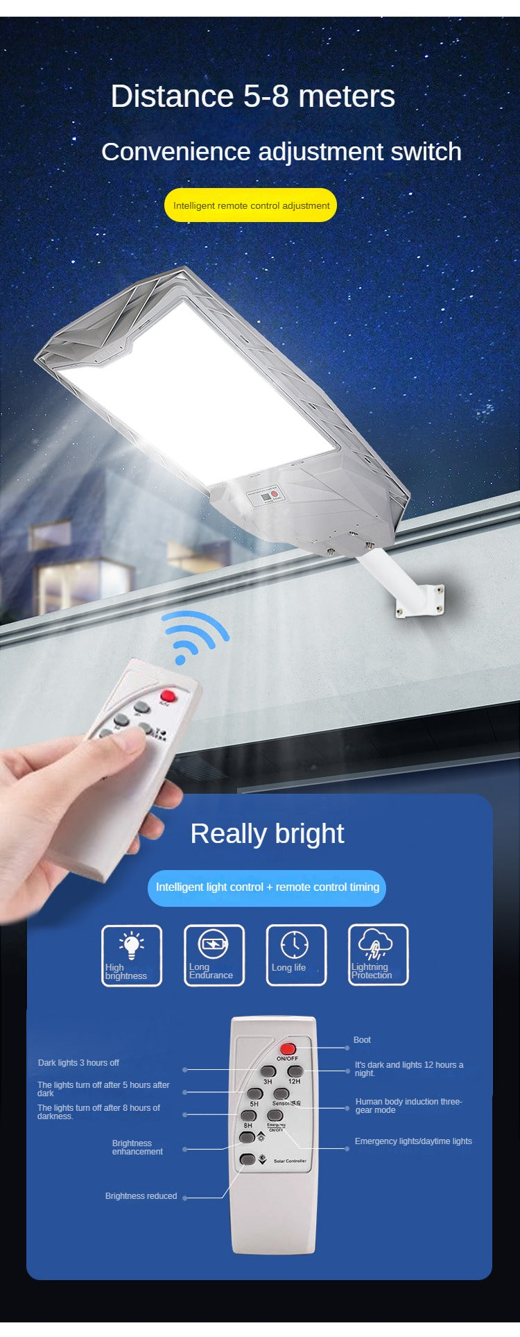 Abs Lamp Body High Brightness Waterproof Outdoor Street Light Led Solar Street Light