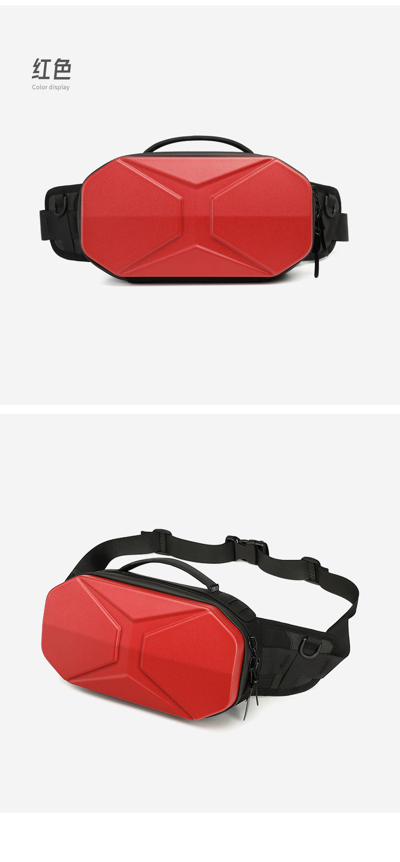 OZUKO Functional Waist Bag for Men PC Hard Shell Chest Bag Waterproof Trendy Sports Crossbody Multifunctional Waist Bag Wholesale