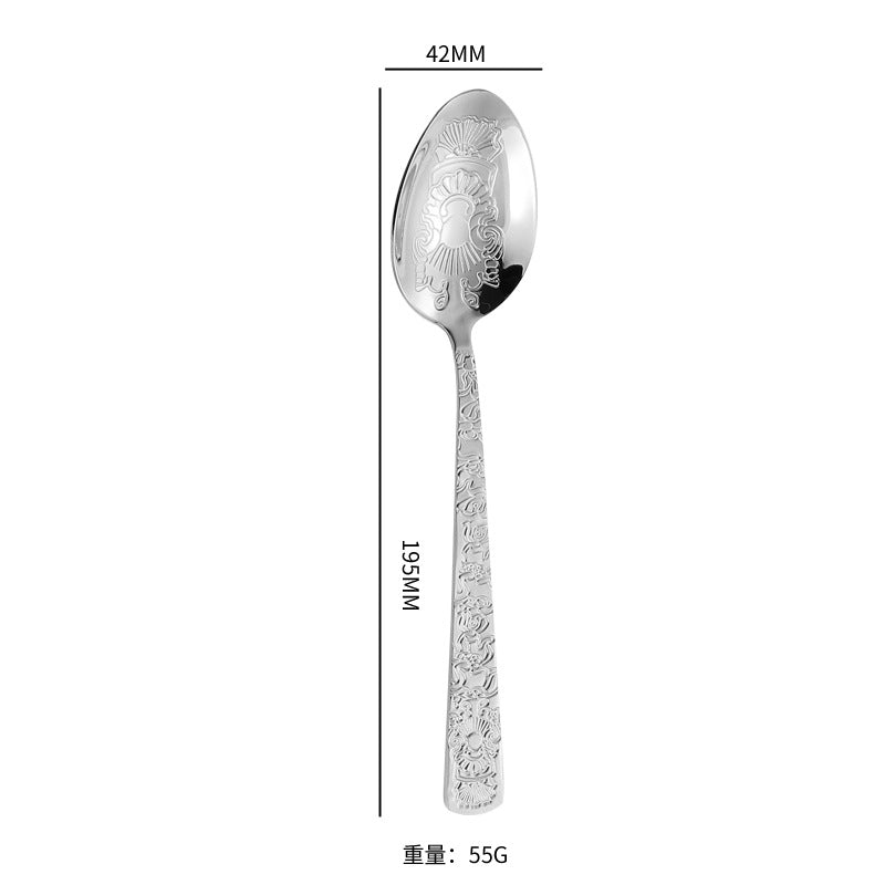 410Stainless Steel Tableware Hotel Restaurant Totem Knife Fork Spoon Set Vintage Pattern Western Steak Knife Fork