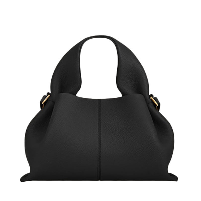 pole Cloud Handbag Genuine Leather Light Luxury French Niche Versatile Dumpling Bag European and American Retro High-Quality Texture Crossbody Bag