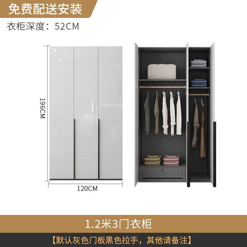 Modern Simple Wardrobe with Swing Doors, Storage Wardrobe with Dressing Table, Shelves, Side Cabinet, Bedroom Wardrobe, Entryway Installation