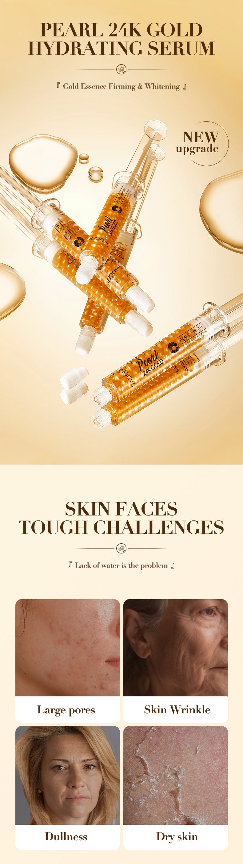 24K Golden Pearl Collagen Hydrating Essence SADOER Moisturizing and Hydrating  Wholesale