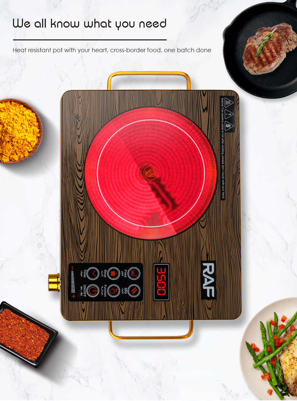 European-style Household High-power Intelligent Electric Ceramic Stove Multifunctional Stir-Fry Light Wave Energy-Saving Induction Cooker3500W
