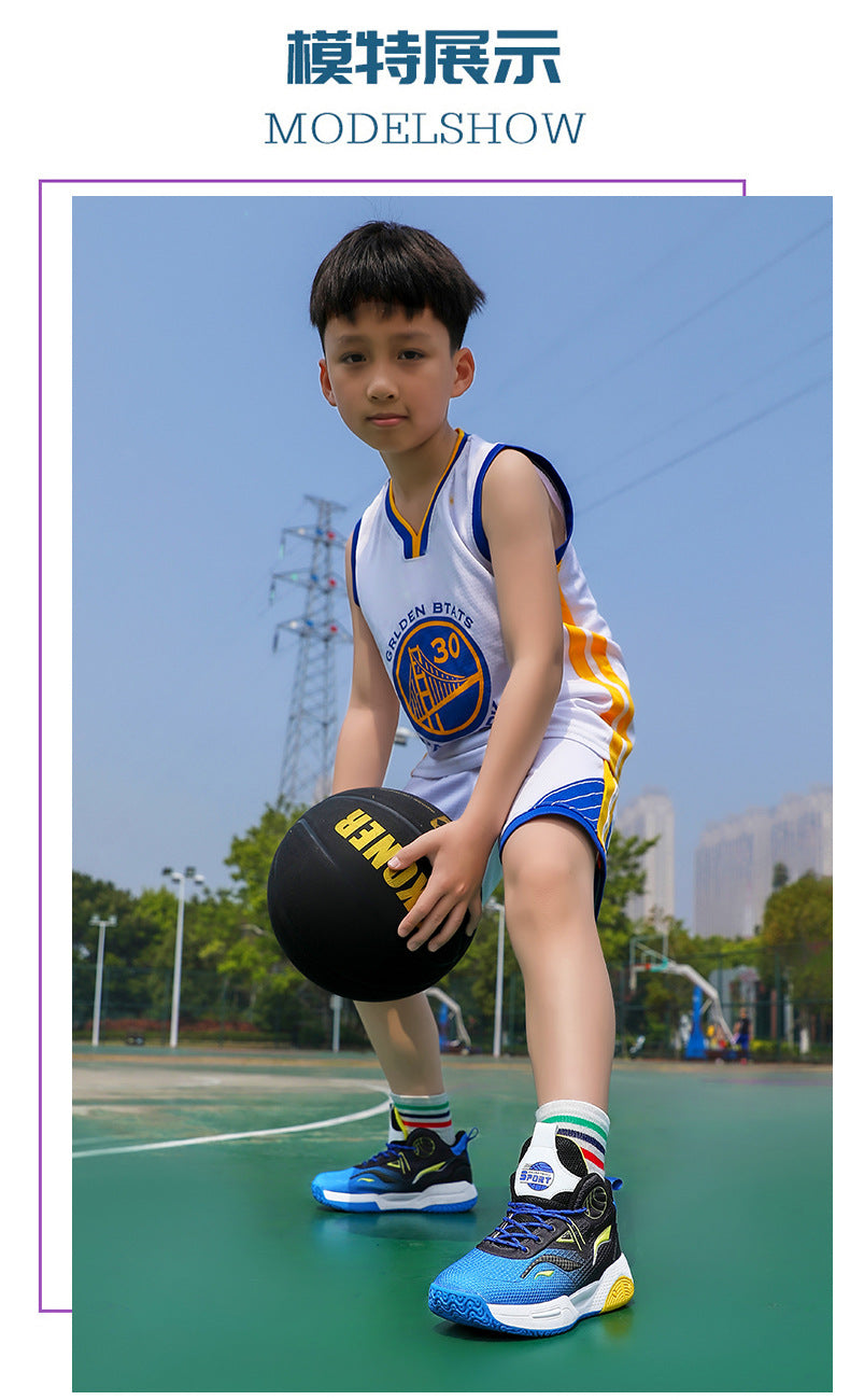 Boys' Casual Fashion Trendy Children's Shoes Non-Slip Wear-Resistant Sports Shoes for Elementary School Students Training Multi-Color Basketball Shoes