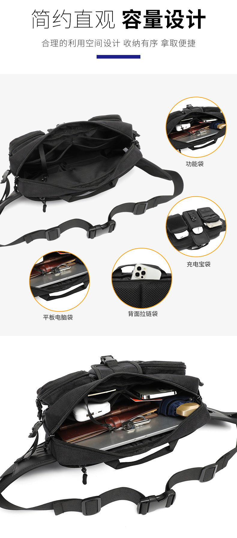 OZUKO Tactical Waist Bag Men's Multifunctional Crossbody Bag Waterproof Outdoor Large Capacity Sports Portable Men's Bag