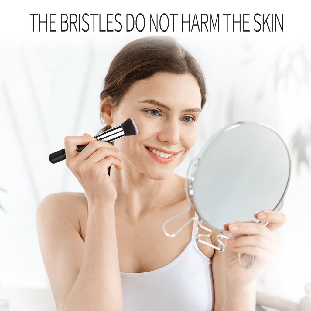 ANGLICOLOR Beauty Flat Head Foundation Brush Soft Thin Handle Makeup Brush Portable Soft Bristle Wooden Handle Beauty Brush