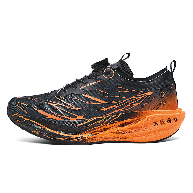 2025New Rotating Buckle Couple Fluorescent Trendy Fashion Running Shoes Real Explosive Carbon Plate Rebound Shock Absorption Sports Shoes
