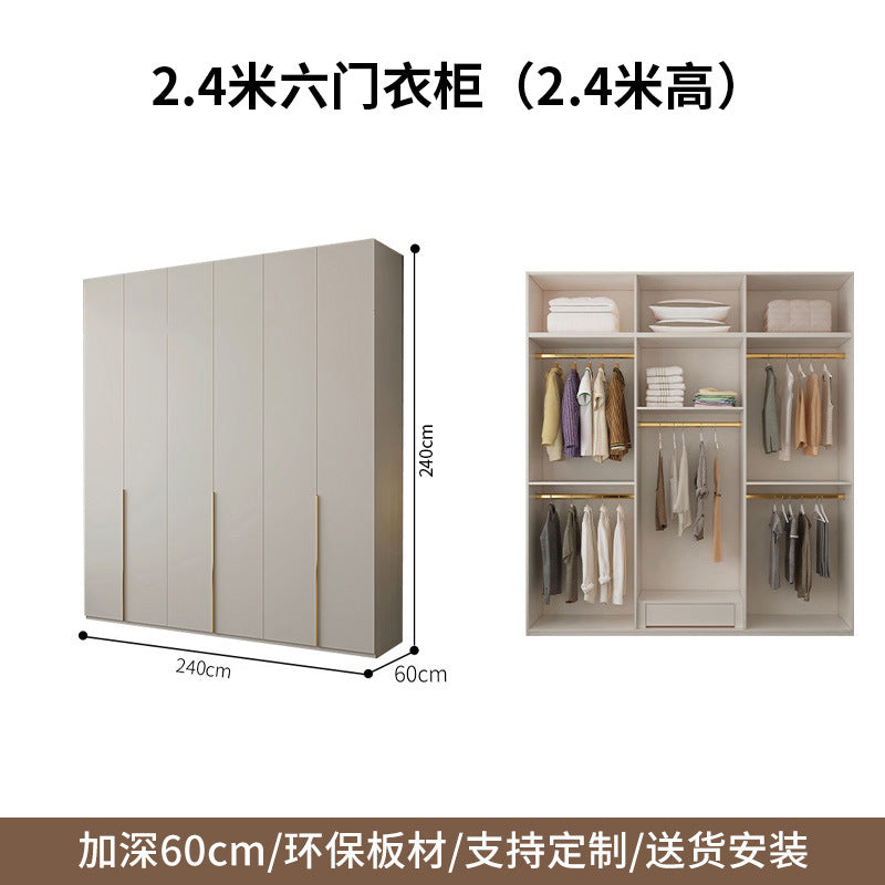 Custom Solid Wood Wardrobe for Home Bedroom Modern Simple Cream Style Hot-Selling Storage Cabinet One-Door to Ceiling Large Wardrobe