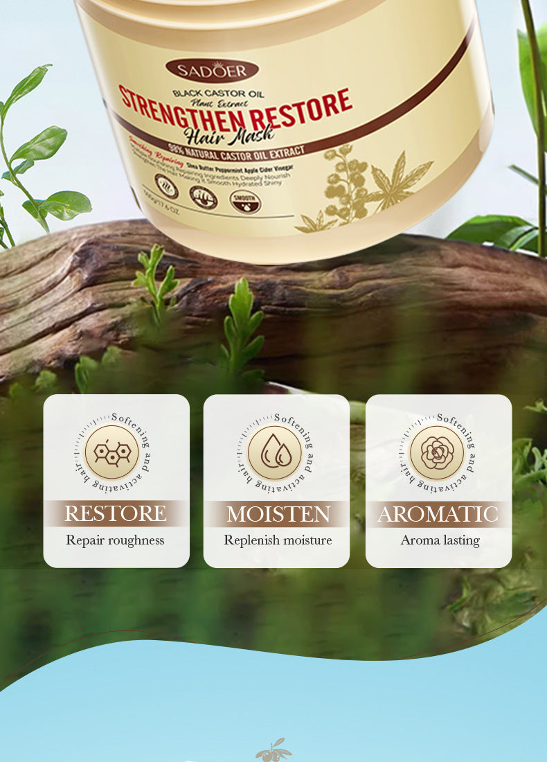 Black Castor Oil Hair Mask500gSADOER Nourishing, Smooth and Fluffy Conditioner Cross-Border Wholesale
