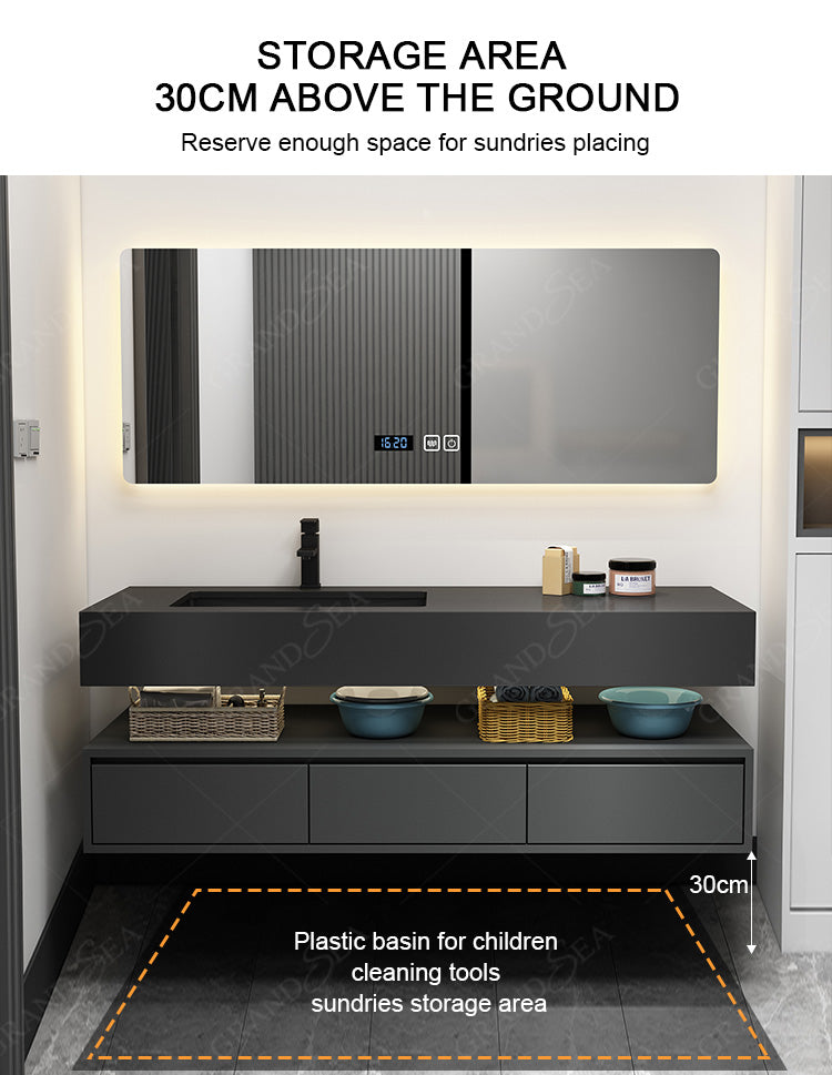 Modern Wood Bathroom Vanities Double Sink Waterproof Bathroom Cabinet