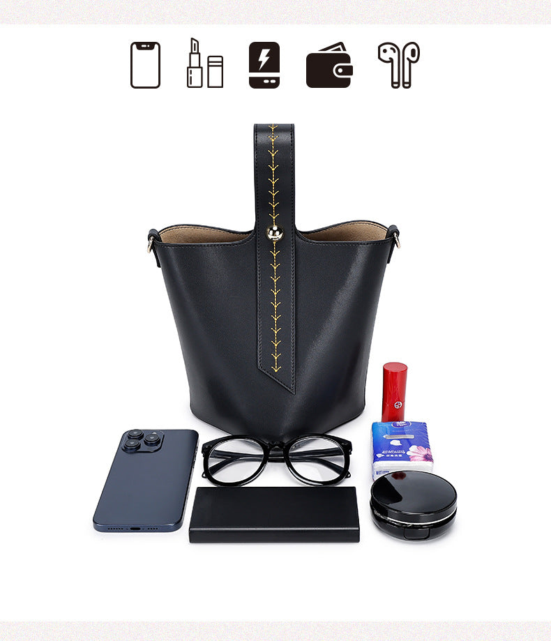 LOE New Style Water Bucket Bag minipebble Fashion Women's Bag Fortune Bucket Tote Bag Large Capacity Handbag for Women