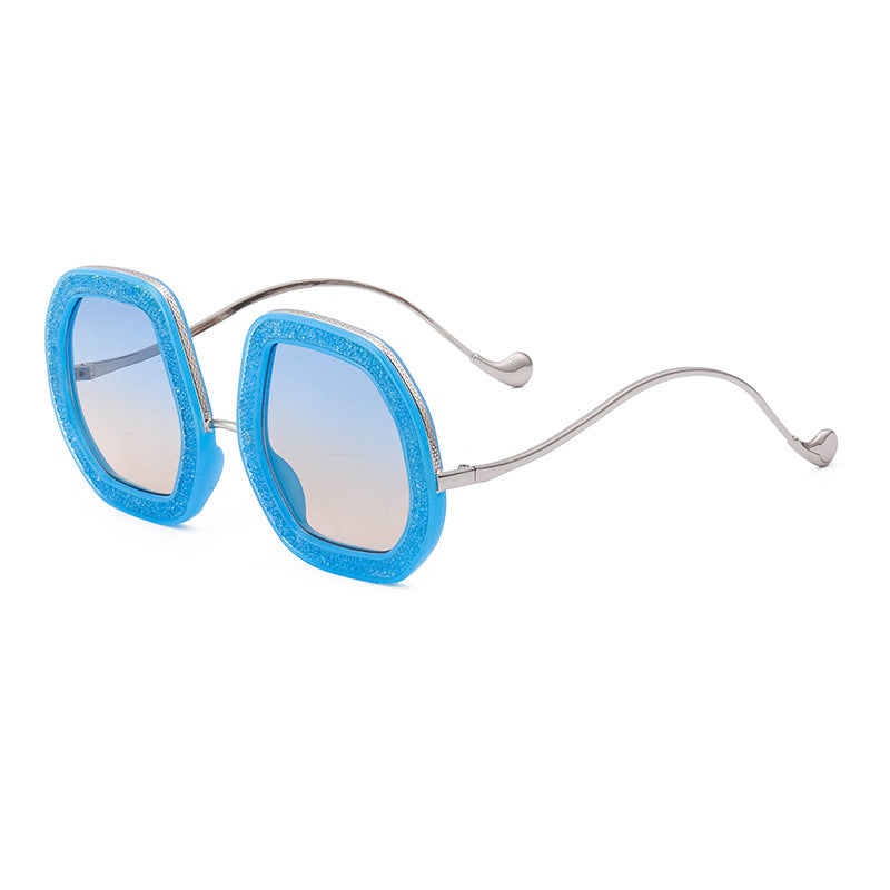 European and American Style Women's Sunglasses with Rhinestones, Irregular Polygonal Large Frame Sunglasses, Trendy High-End Glasses Wholesale