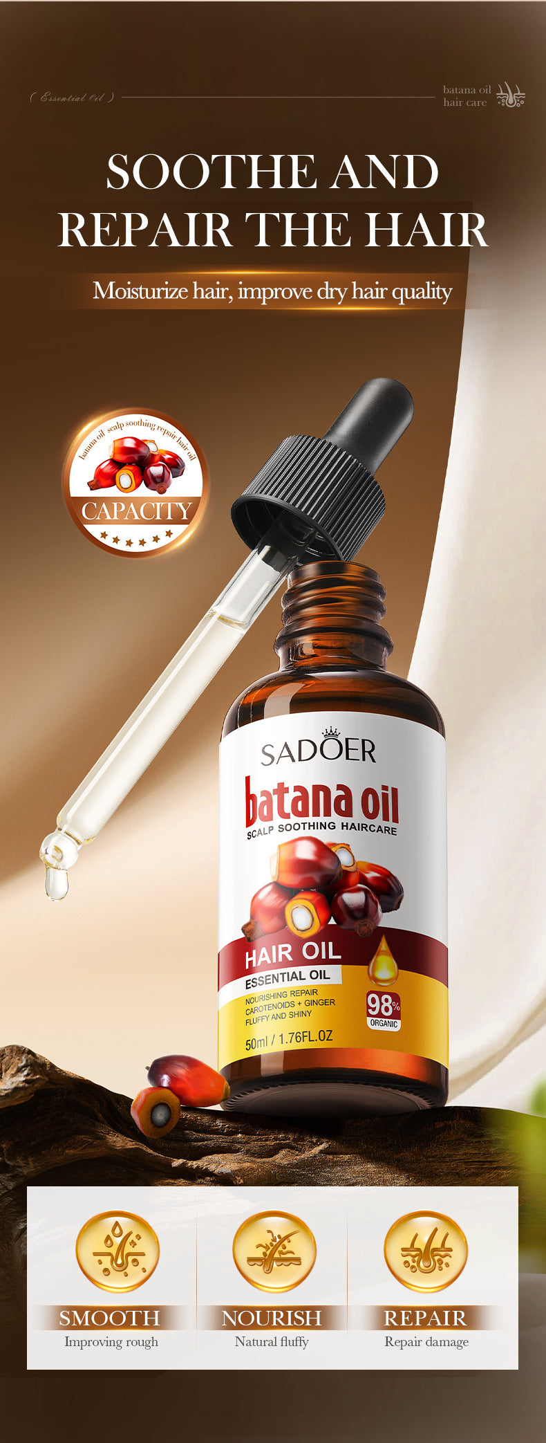 Batana Scalp Hair Care Oil SADOER Soothing and Smooth Hair Oil  Wholesale