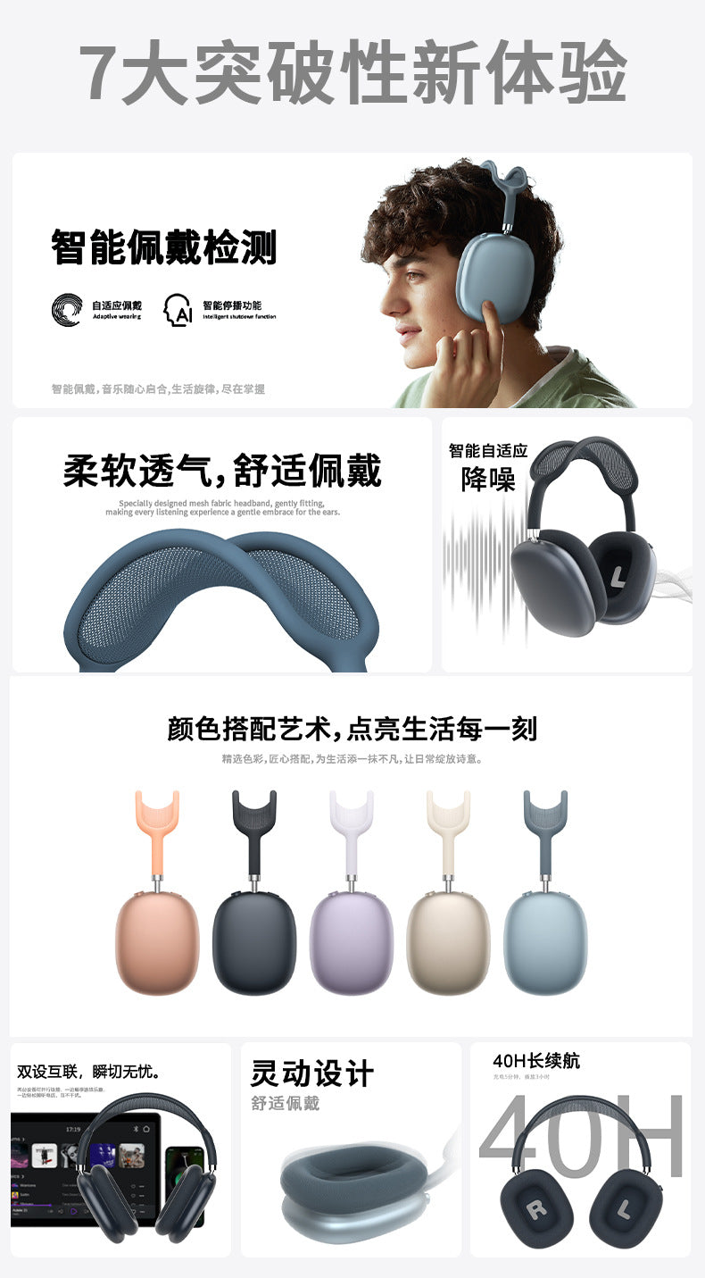 Head-mounted Bluetooth Wireless Earphones Sports Long Battery Life Support Customization Stereo Sound Quiet Noise Reduction