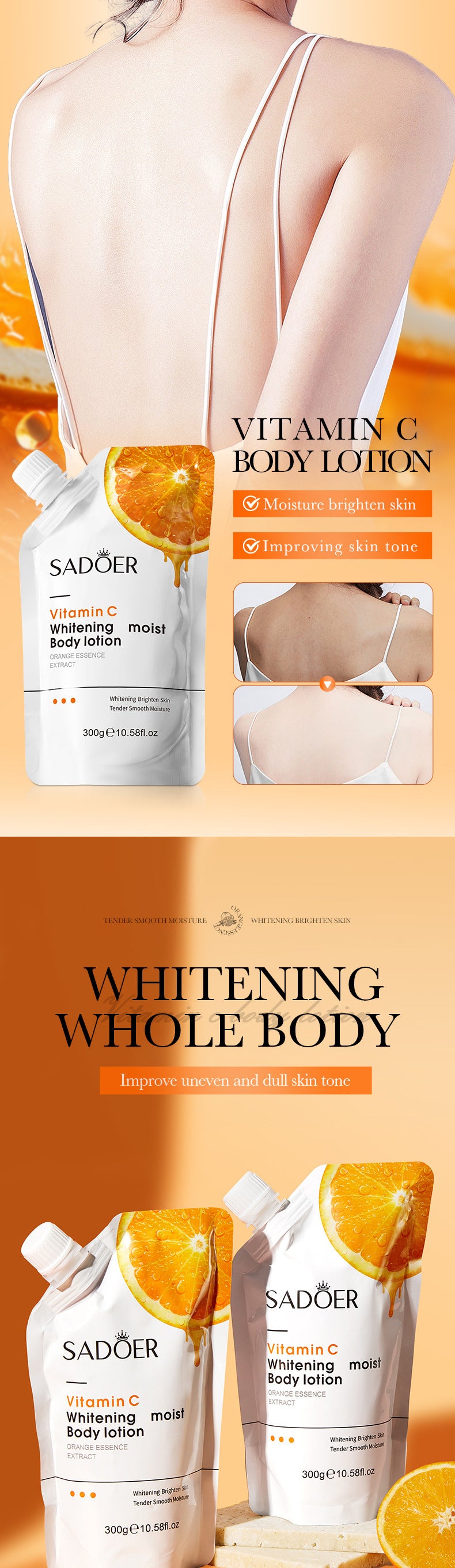 SADOER Vitamin C Whitening and Moisturizing Body Lotion Whitening, hydrating, and moisturizing cross-border foreign trade wholesale