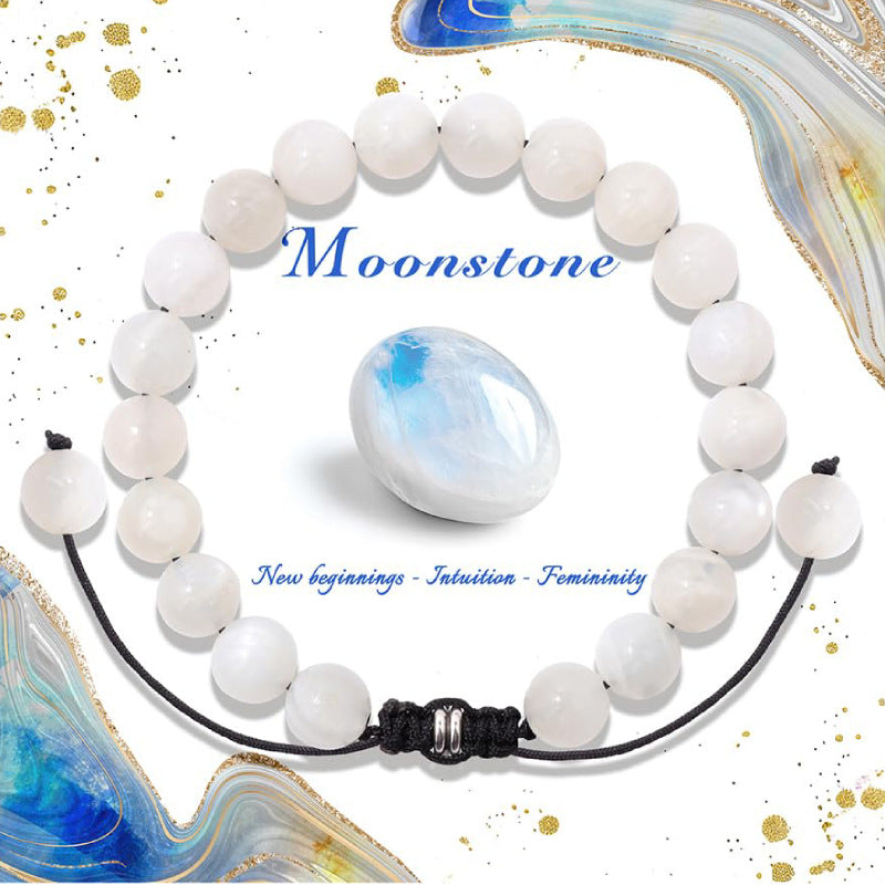 Natural Stone Crystal Beaded Bracelet4/6/8mm Chalcedony Turquoise Stretch Bracelet Lapis Tiger Eye Braided Bracelet