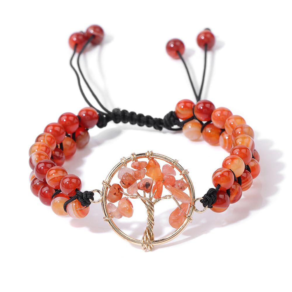 Double Row Braided Amethyst Bracelet Crushed Stone Tree of Life gold Wire Wrapped Adjustable Green Aventurine Tree of Life Bracelet
