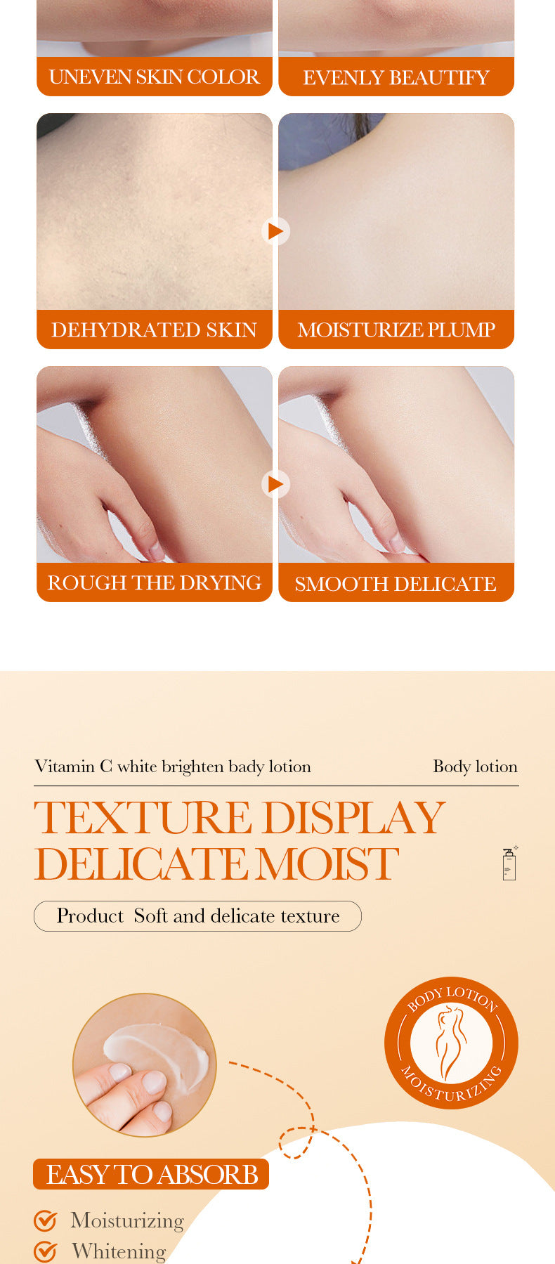 VC Whitening Body Lotion BIOAOUA Vitamin C Brightening, Hydrating, Moisturizing, Skin Care,  Wholesale