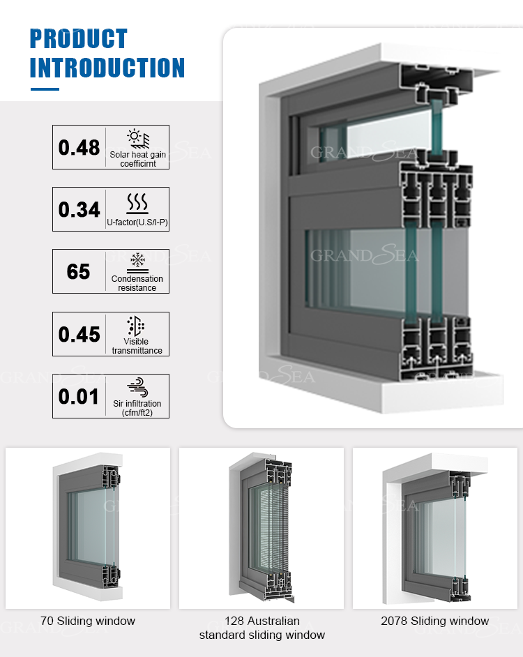Strong Stainless Steel Mesh Customized Aluminum Balcony Sliding windows With Safety Lock