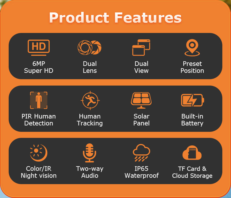 600Megapixel HD Dual Screen Solar Surveillance 4G/WIFI Outdoor Camera Monitoring Special Wholesale