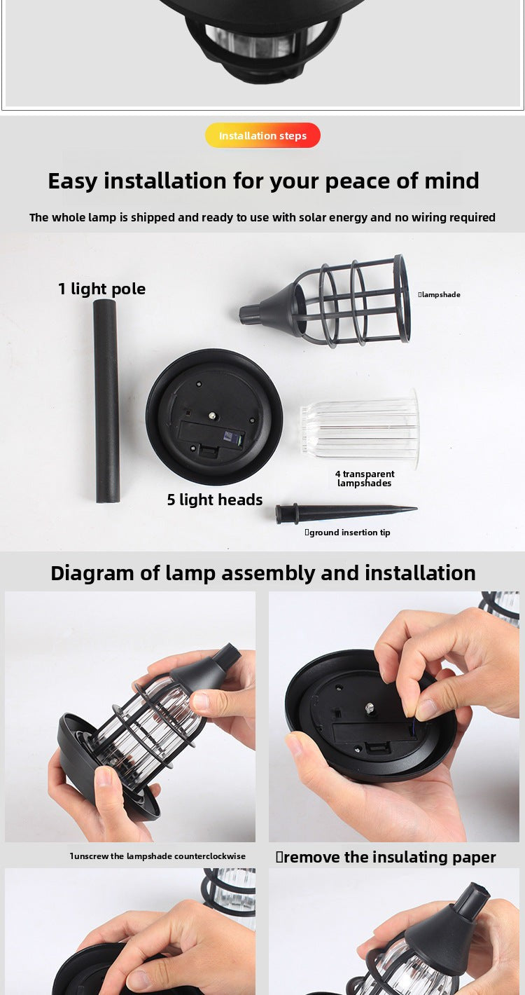 Solar Lamp LED Outdoor Lawn Light Ground Plug Villa Courtyard Light Landscape Light Waterproof Garden Light