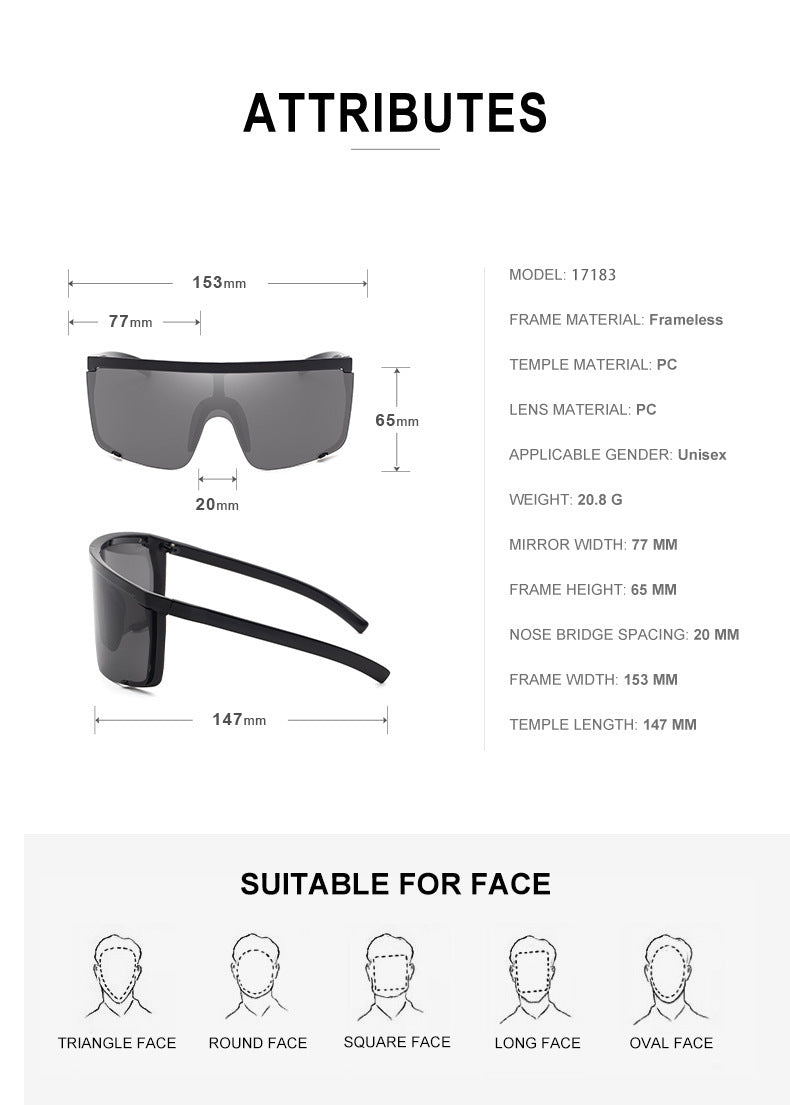 Colorful Cycling Sports Sunglasses for Men17183One-piece Windproof Frame Sunglasses for Men Trendy Sun Protection Glasses