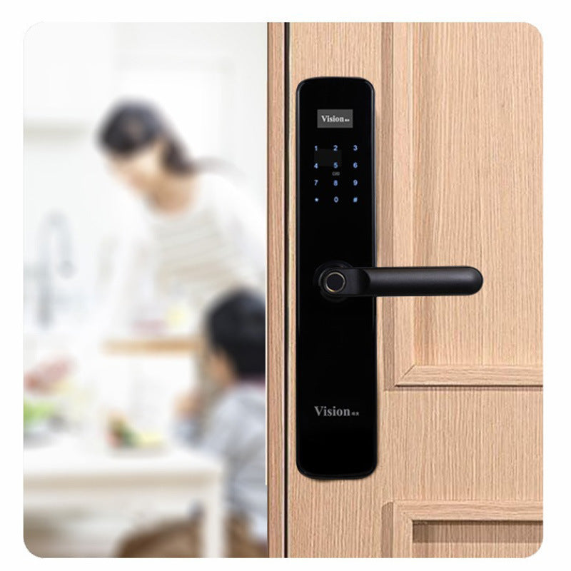 Weishi Smart Door Lock Anti-Theft Door Home Company Password Lock Fingerprint Recognition Swipe Card Key Electronic Lock Carbon Black