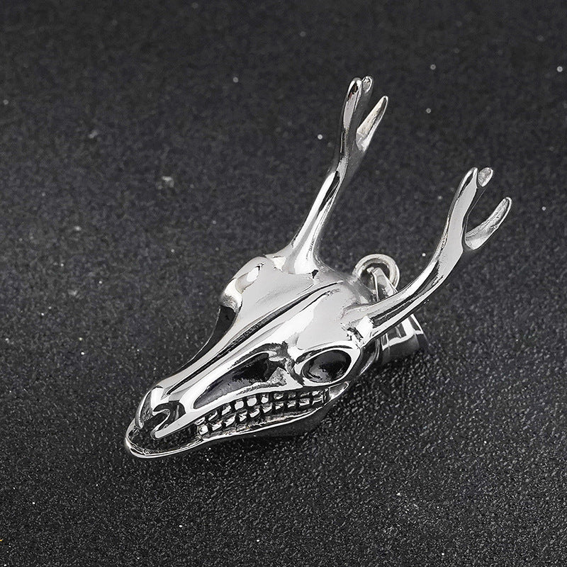 Hot Sale European and American Retro Punk Sheep Skull Stainless Steel Pendant Wholesale Accessories for Trendy Men's Rock Street Style