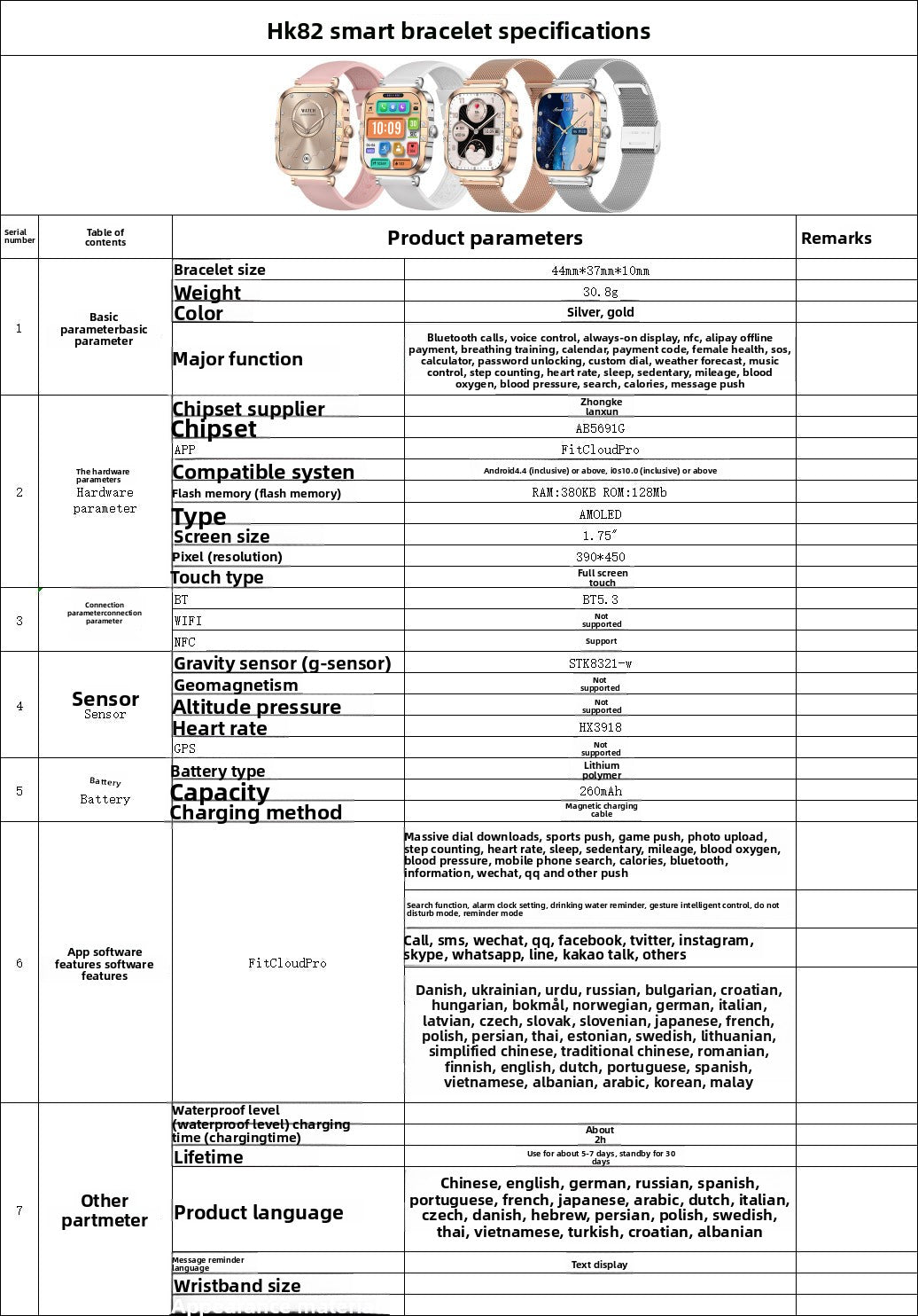 Smart Watch HK82Square AMOLED Screen Lady NFC Reminder sleep monitoring waterproof smart wearable