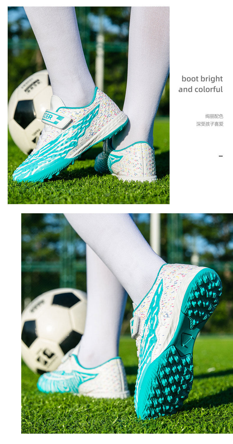 New football shoes for men and women with Velcro for children TF Broken Nail Style Youth Student Grassland Flat Training Shoes