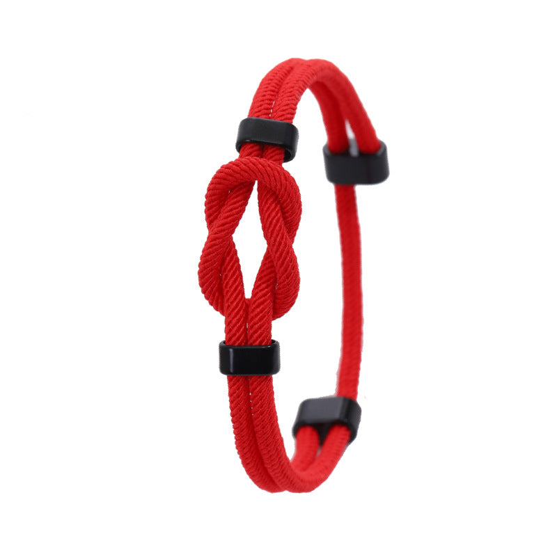 Woven Rope Double Layer Bracelet Gift for Friends Commemorative Knot Gift Milan Rope Bracelet Heart Knot Couple Bracelet