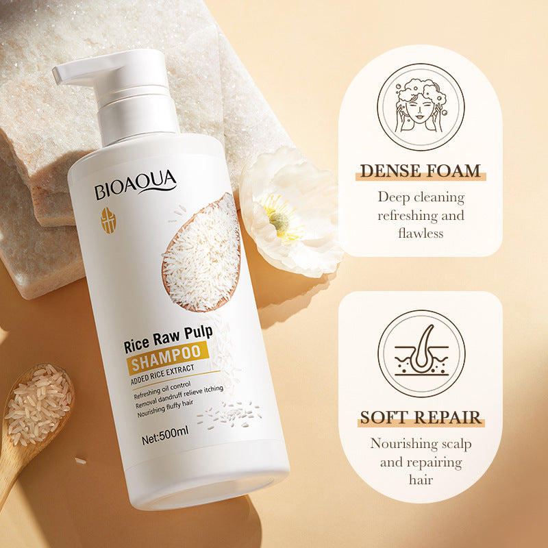 BIOAOUA Rice Puree Shampoo Anti-Dandruff Oil Control Volumizing Long-Lasting Fragrance Hair Wash