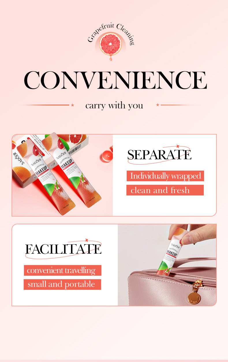 Cross-border Grapefruit Makeup Remover5mlx10pcs Refreshing Gentle Cleansing Care Clean Makeup Remover Export Manufacturer Wholesale