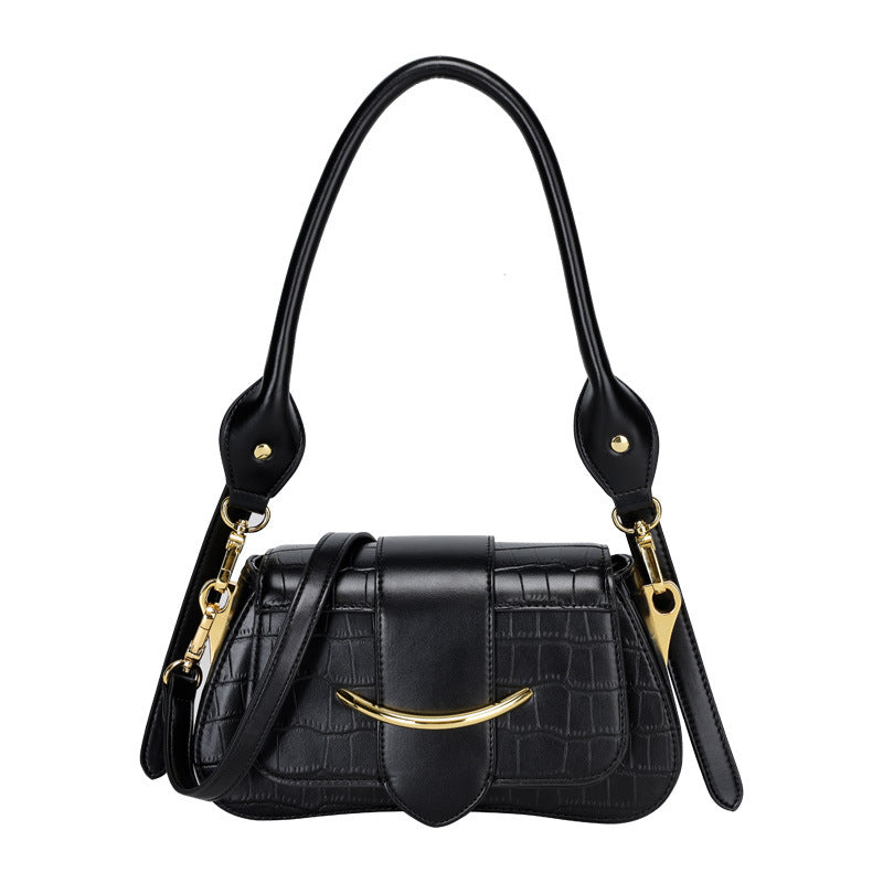 2024Spring Summer New Simple Niche Design Women's Bag Versatile Shoulder Underarm Bag Crocodile Pattern Small Square Bag Crossbody Bag
