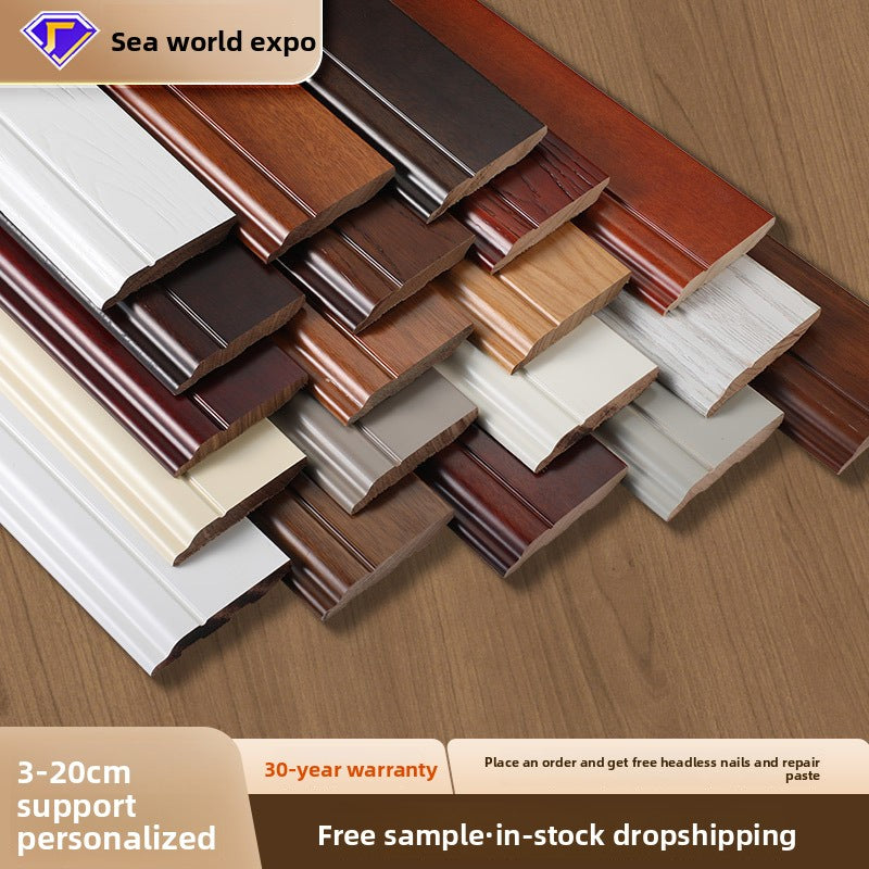 Solid wood skirting board, Fanlongnian Villa, Xunmu painted baseboard, wooden Chinese-style wood grain10cm Solid wood skirting board