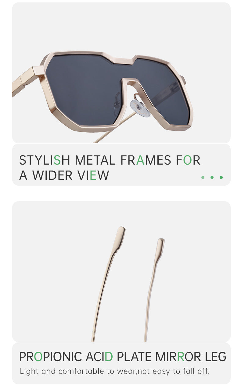 Irregular Steampunk Style Sunglasses European and American Metal Full Frame Integrated Sunglasses for Men Driving Glasses Wholesale