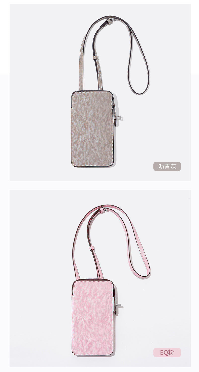 New Fashion Versatile Lock Buckle Phone Bag Solid Color Palm Print Box Bag Simple Mini Crossbody Bag for Women