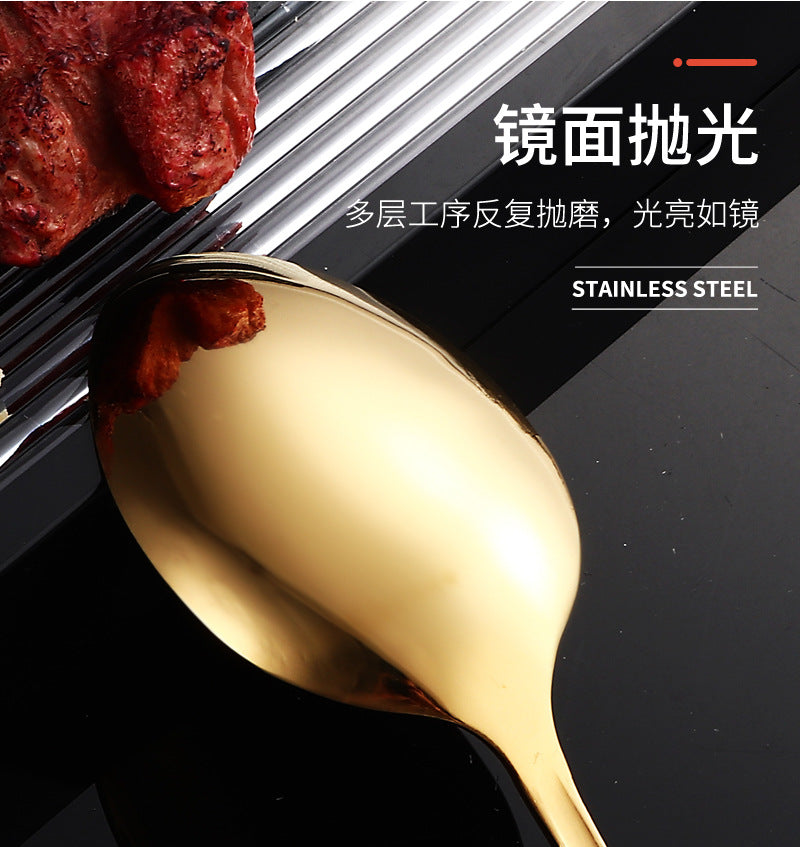 410Stainless Steel Cutlery Restaurant Western Hammered Square Handle Knife Fork Spoon Set Hotel Home Steak Knife Fork