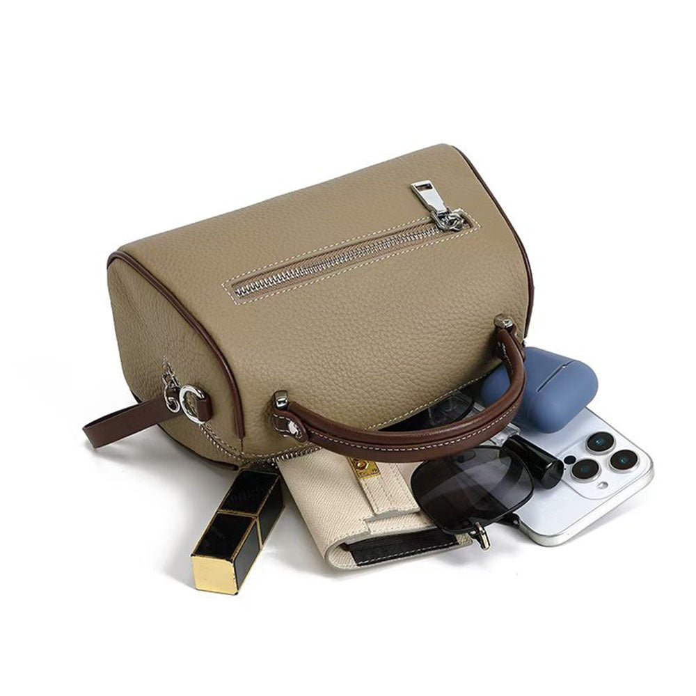 Niche Color-Block Genuine Leather Handbag for Women2025New Fashion Versatile Pillow Bag Stylish Single Shoulder Crossbody Bag
