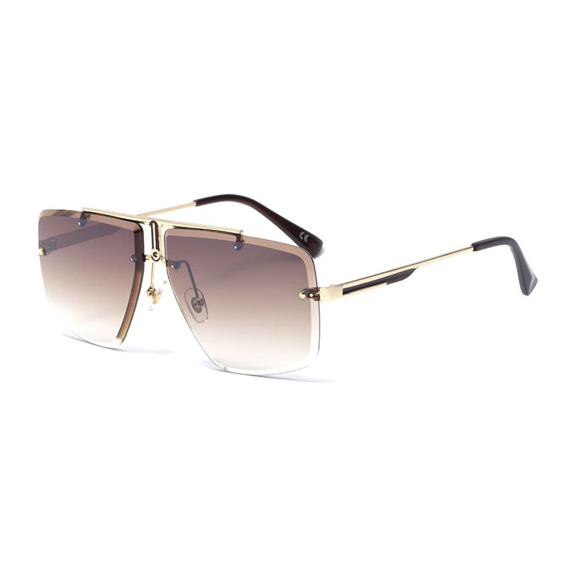 Frameless Sunglasses Men's High-end European and American Fashion New Trendy Glasses Women's Square Frame Sunshade Sunscreen Sunglasses